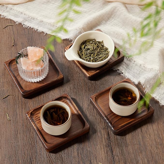 Acacia Wood Coasters for Drink-Drink Coasters Set of 8 | Coffee Table Decor | - Image 5