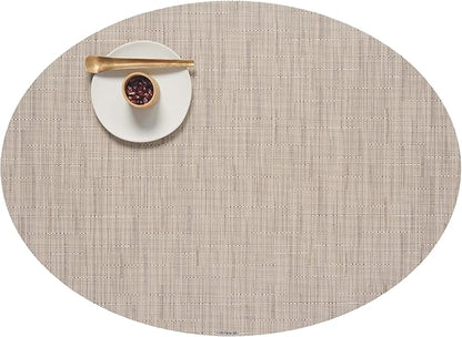 Chilewich Bamboo Placemats Set of 4 - Woven Oval Placemats - Reusable, Stain-Resistant, Indoor/Outdoor Tabletop Protection - 19" x 14" - Oat