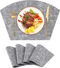 Homaxy Round Table Placemats Set of 4, Washable Wedge Shaped Faux Leather Table Mats, Wipeable Kitchen Dinner Place Mats for Indoor Outdoor, Black & White