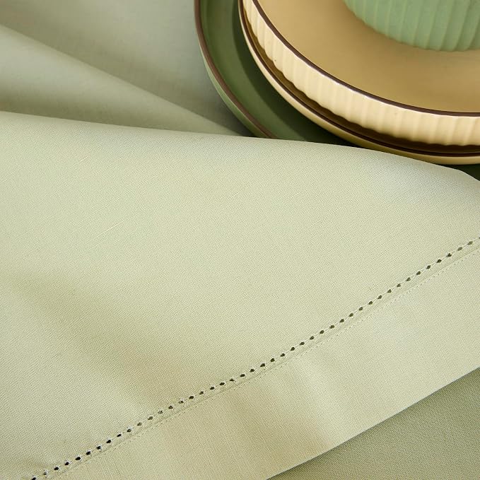 Solino Home Cotton Linen Table Runner Sage, Hemstitch Collection 14 x 72 in | - Image 6