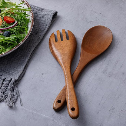 2 pcs Wooden Spoons for Cooking, 10.5 Inch wooden Salad servers of ladle and - Image 6
