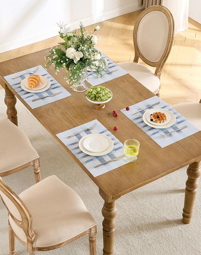 Leetaltree Geometric Print Blue Placemats Set of 6 - Image 2