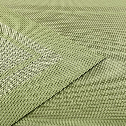 SHACOS Woven Vinyl Placemats Set of 4 Wipe Clean Place Mats Non Slip Reversible Dining Table Mats Indoor Outdoor (4, Frame Olive Green)
