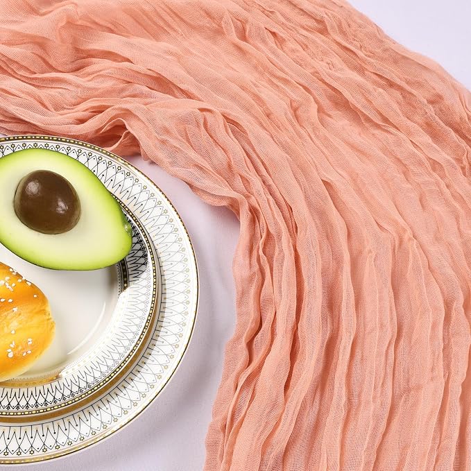 6 Pack 10Ft Peach Cheesecloth Table Runner 23 x 120 Inch | Gauze Rustic Boho - Image 5