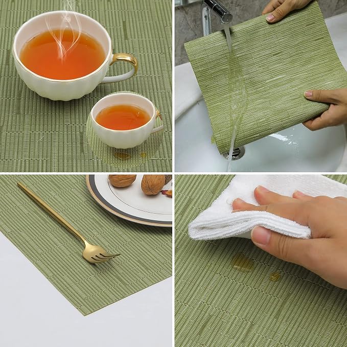 SHACOS Placemats Set of 8 Woven Vinyl Place Mats - Image 5