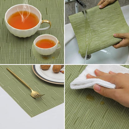 SHACOS Placemats Set of 8 Woven Vinyl Place Mats - Image 5