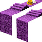 RUDONG M Purple Satin Table Runners, 12 x 108 Inch, 2 Pack | Long Silky Damask by RUDONG+M