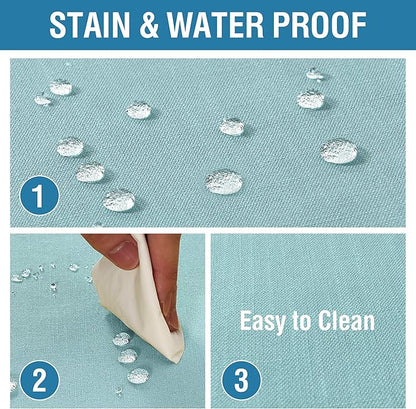 H.VERSAILTEX Linen Textured Table Cloths 60 x 104 Inch Premium Solid Tablecloth Spill-Proof Waterproof Table Cover for Dining Buffet Feature Extra Soft and Thick Fabric Wrinkle Free, Aqua