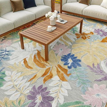 Nourison Home Suncoast Multicolor 9' x 12' Area Rug - Easy Clean, Non Shedding, Bed Room, Living Room, Dining Room, Kitchen (9' x 12')