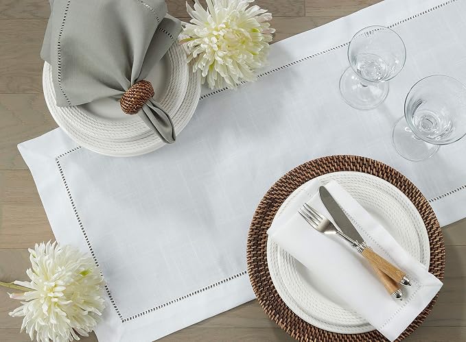 SARO LIFESTYLE Hemstitched Border Table Runner - Image 4
