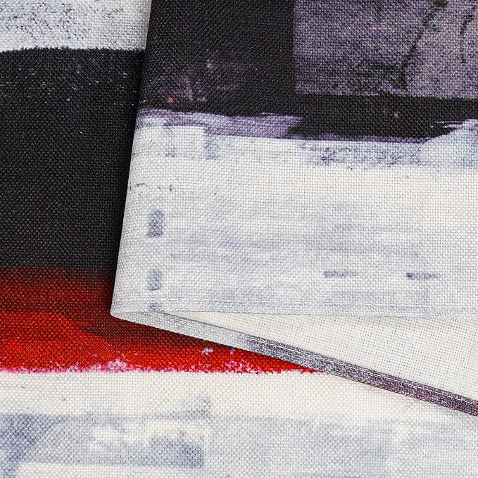 Modern Burlap Table Runner, Abstract Red and Black Art Table Runners - Image 3