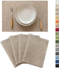 Demetex Linen Placemats Set of 4 Heat Resistant Wipeable Cloth Table Place Mats for Dining Table Indoor Restaurants, 13 x 19 inches, Linen