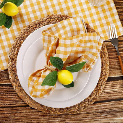 wonlex Handmade Napkin Rings Set of 8, Faux Lemon - Image 3