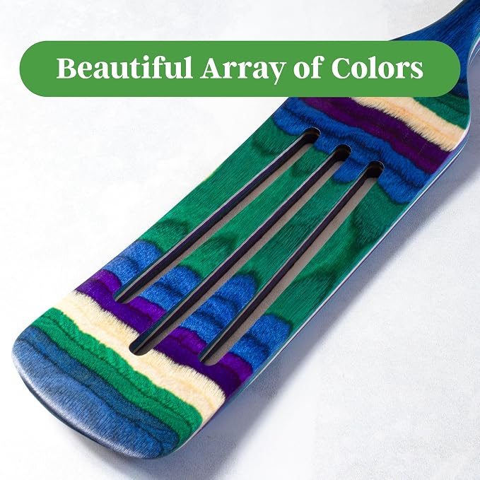 Baltique Mumbai Collection 13" Wooden Spurtle Spatula – Colorful Birch Wood - Image 6