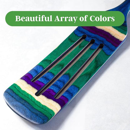 Baltique Mumbai Collection 13" Wooden Spurtle Spatula – Colorful Birch Wood - Image 6