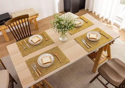 Kevin Textile Table Mats Set of 4 Heat Resistant Washable Placemats for Parties Buffet Dinner, 13 x 19 inches, Honey Yellow