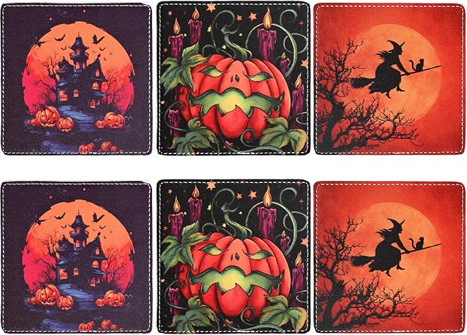 Marble Coasters Square Leather Drinks Coaster Set - Image 2