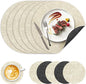 13" Round Placemats Set of 6, NCUE Dual-Sided Faux Leather Heat Resistant Table Mats, Waterproof Oilproof Washable Protective Table Placemats with Coaster, Wipeable Vinyl for Indoor & Outdoor Use