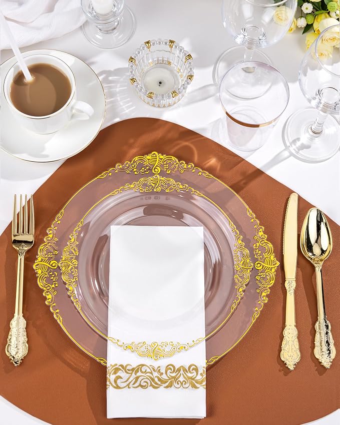 Nervure 100Pcs 7.5'' Clear Plastic Plates, Disposable Plates - Image 2