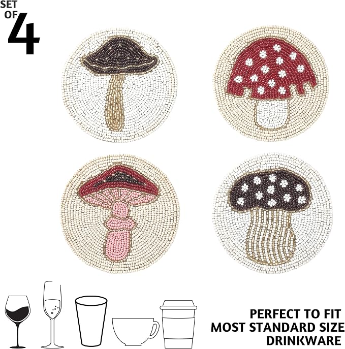 Folkulture Boho Coasters Set for Drinks | 4" Round Farmhouse or Rustic Table - Image 3