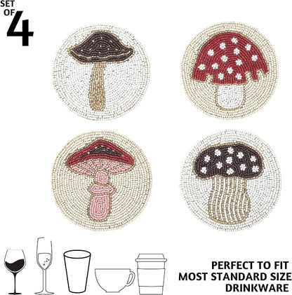 Folkulture Boho Coasters Set for Drinks | 4" Round Farmhouse or Rustic Table - Image 3