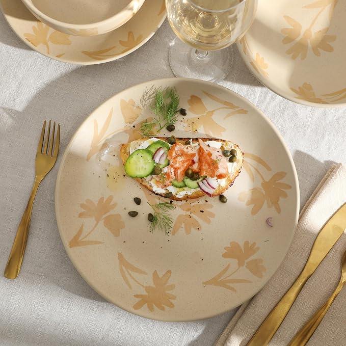 Gibson Home Admiral Hall Plates and Bowls Set, 16-Piece Floral Dinnerware Set - Image 5