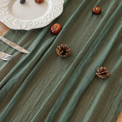 10Pcs Forest Green Cheesecloth Table Runner 120 Inches - Image 4