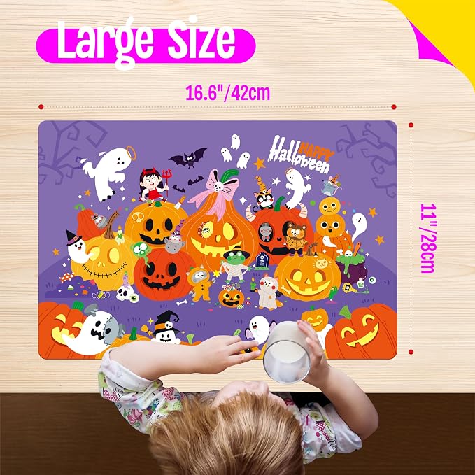 6 Pack Placemats for Kids, Non-Slip Washable Table Mats, Reusable Holiday - Image 6