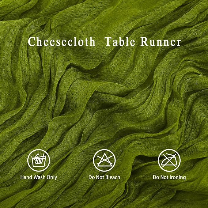 8 Pack Olive Green Cheesecloth Table Runner 17x108 inch | Boho Gauze Cheese - Image 3