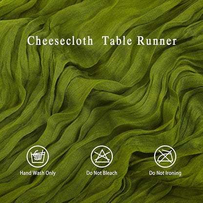 8 Pack Olive Green Cheesecloth Table Runner 17x108 inch | Boho Gauze Cheese - Image 3