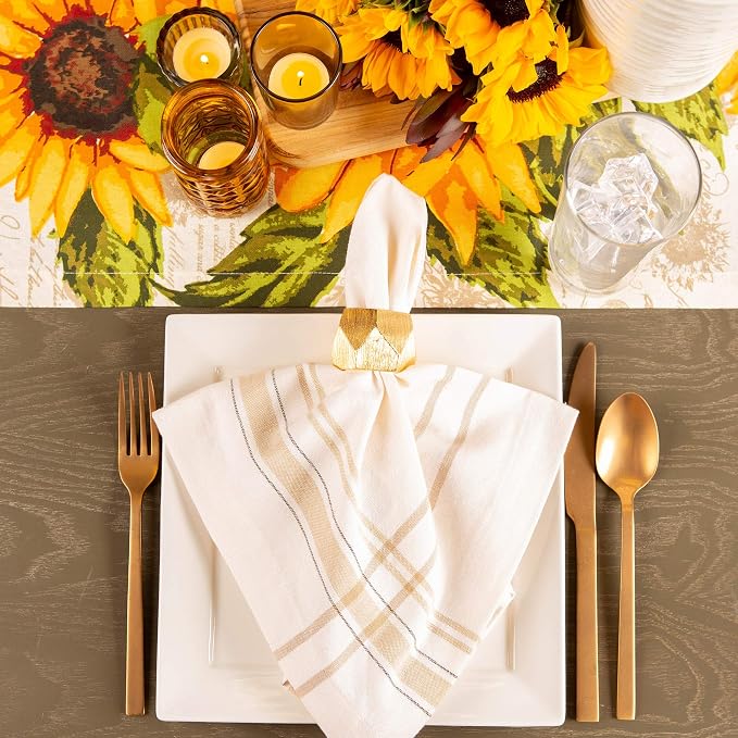 DII Decorative Geometric Napkin Ring Set, Triangle Band Gold - Image 5