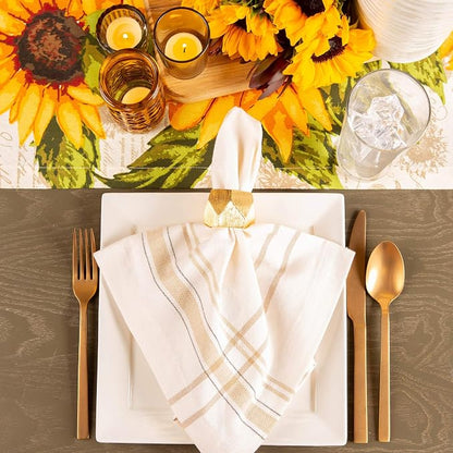 DII Decorative Geometric Napkin Ring Set, Triangle Band Gold - Image 5