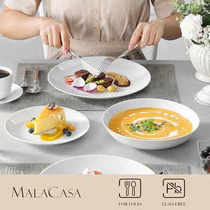 MALACASA 30-Piece Porcelain Dinnerware Set, Microwave & Dishwasher Safe - Image 3