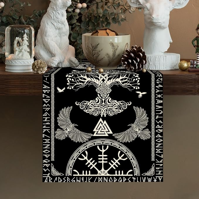 Viking Burlap Table Runner Seasonal Spring Fall Kitchen Dining Linen Table - Image 2