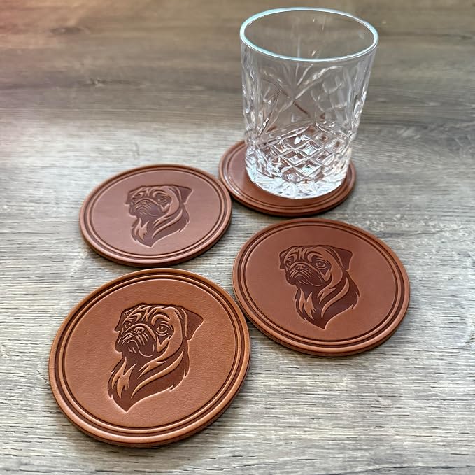 Dog Breed Leather Coasters – Premium Full Grain Table Protectors - Image 3