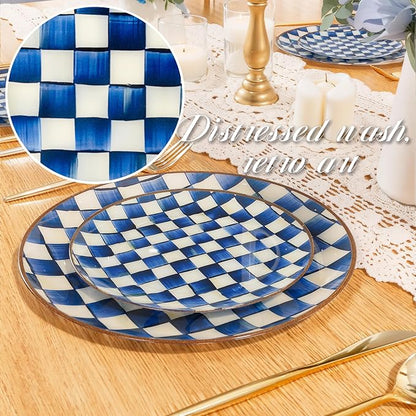 U-QE 20PCS Blue Plastic Plates for Party - Image 3