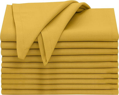 Ruvanti Cloth Napkins Set of 12, 18x18 Inches, 100% Cotton, Washable, Soft & Absorbent, Perfect for Wedding, Christmas, ‎Thanksgiving Dinners - Spicy Mustard
