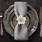 Decozen Set of 4 White Gold Napkin Rings in Floral Design, Festive, Table Decor Setting for Holiday, Wedding, Birthday, Kitchen, Home Decor, Housewarming Gift - Mothers Day Decorations