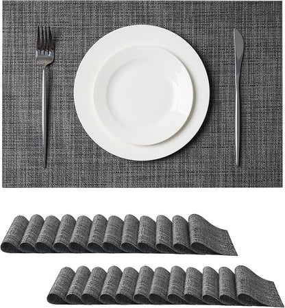 Leetaltree Black and Grey Woven Placemats Set of 24 by Leetaltree-ArtatEveryTable