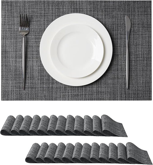 Leetaltree Black and Grey Woven Placemats Set of 24 by Leetaltree-ArtatEveryTable