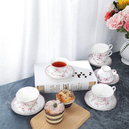 fanquare Pink Rose Tea Cup and Saucer Set - Image 5