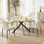 45.3'' Walnut Round Dining Table Set for 4, Mid Century Modern Small Coffee Set for Dining Room Kitchen Apartment (Cream Table + 4 White Chairs)