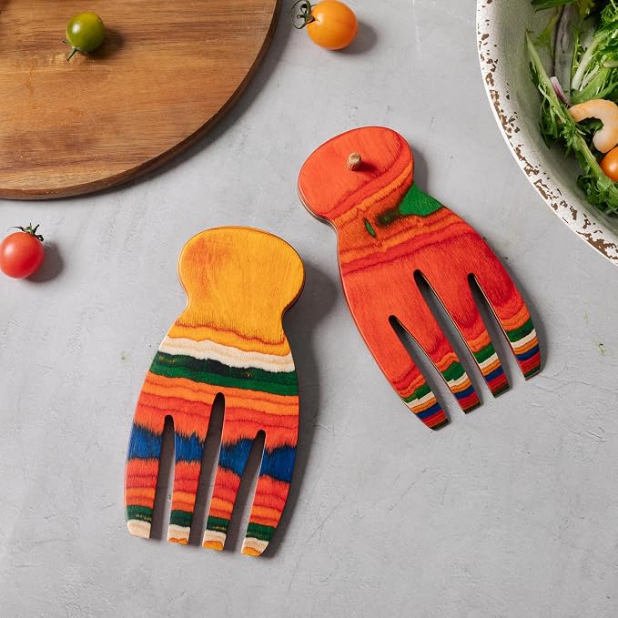 2 Pcs Salad Hands, Pakkawood Salad Tongs - Image 5
