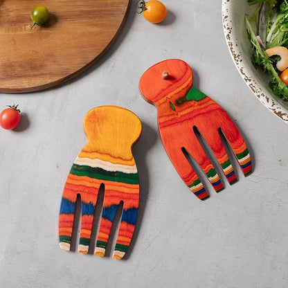2 Pcs Salad Hands, Pakkawood Salad Tongs - Image 5