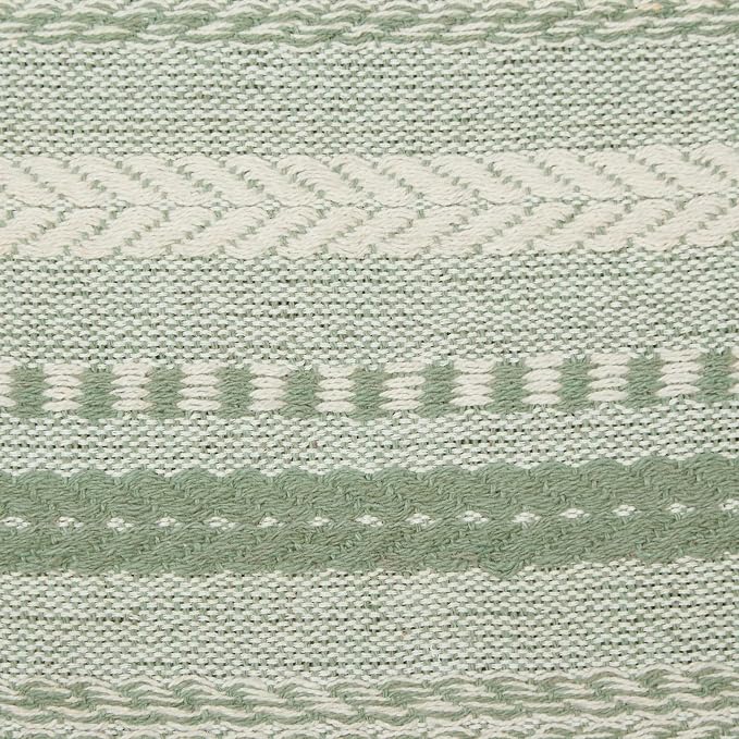 DII Farmhouse Braided Stripe Table Runner Collection, Artichoke Green - Image 3