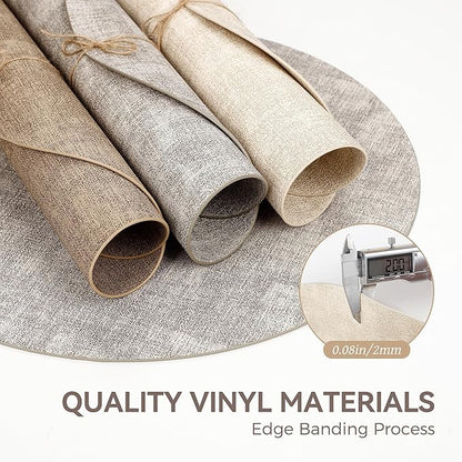 13" Round Placemats Set of 4, Reversible Faux Leather Heat Resistant Table Mats - Image 5