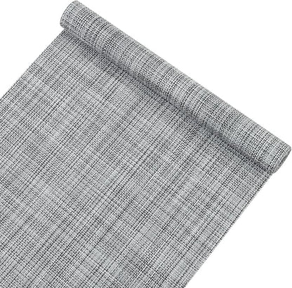 SHACOS Woven Vinyl Table Runners 12 x 54 inch Wipe Clean PVC Weave Table Runners Heat Resistant Runner for Table Indoor Outdoor, Gray White