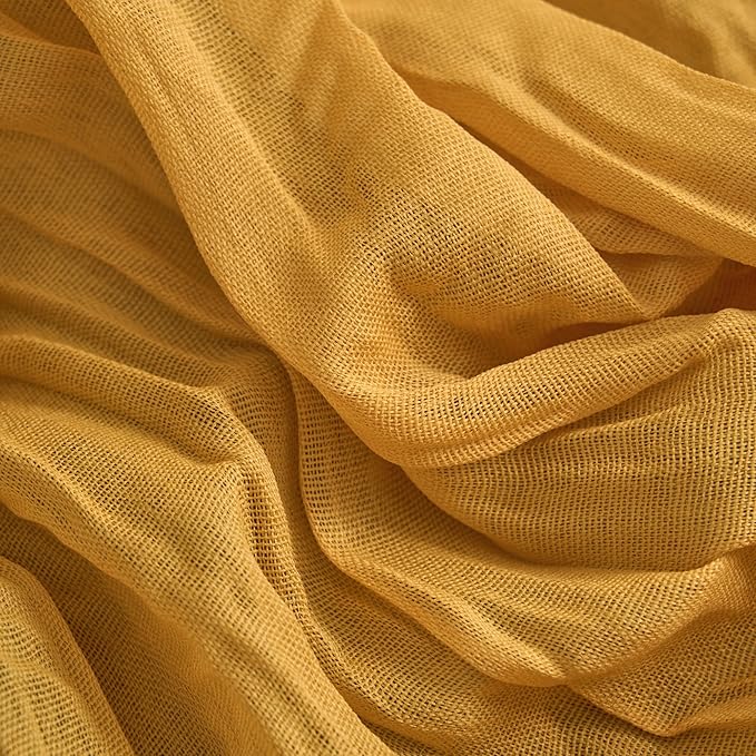 Asee'm 2pcs Gold Yellow Cheesecloth Table Runner Summer 10FT Rustic Gauze | - Image 5