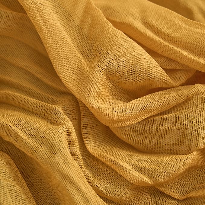 Asee'm 12pcs Gold Yellow Cheesecloth Table Runner Summer 10FT Rustic Gauze | - Image 5