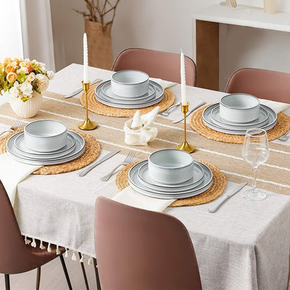 LIANYU 18 PCS Dinnerware Sets for 6, Stoneware Dinner Plates and Bowls Set | - Image 6